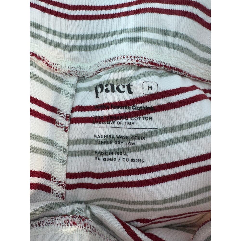 Pact Womens M Striped Red White Green Organic Cotton LS/Pant Jogger Pajama Set - Picture 14 of 15